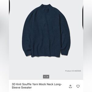 Men's Uniqlo 3D Knit Souffle Yarn Mock Neck Long-Sleeve Sweater